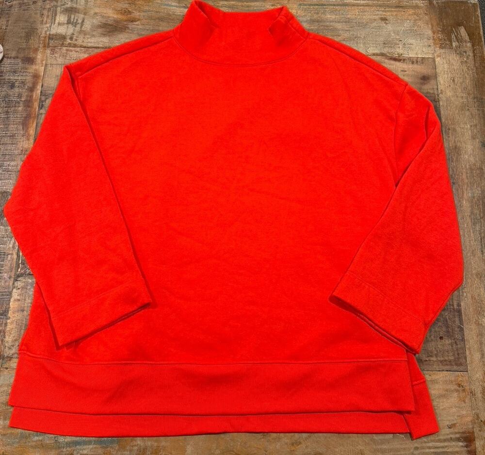 Maeve Anthropologie XL Red Orange Mock Neck Sweatshirt Pullover Fall Autumn